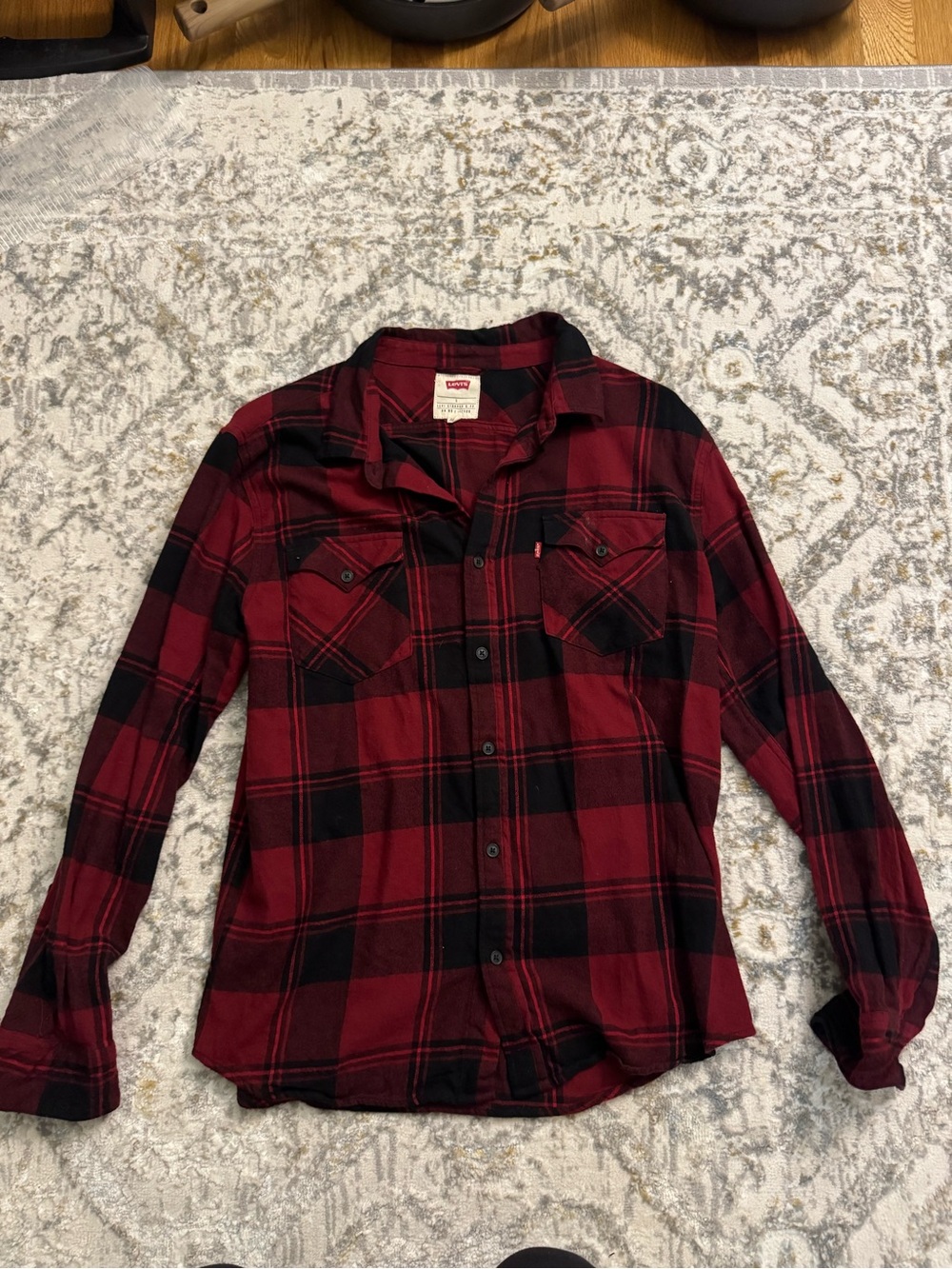 Levi's Red and Black Plaid Button-Down Shirt